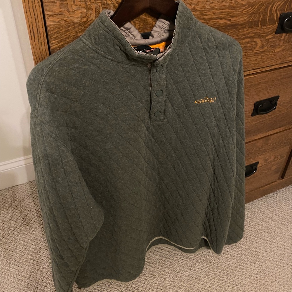 Orvis XL olive green soft quilted pullover